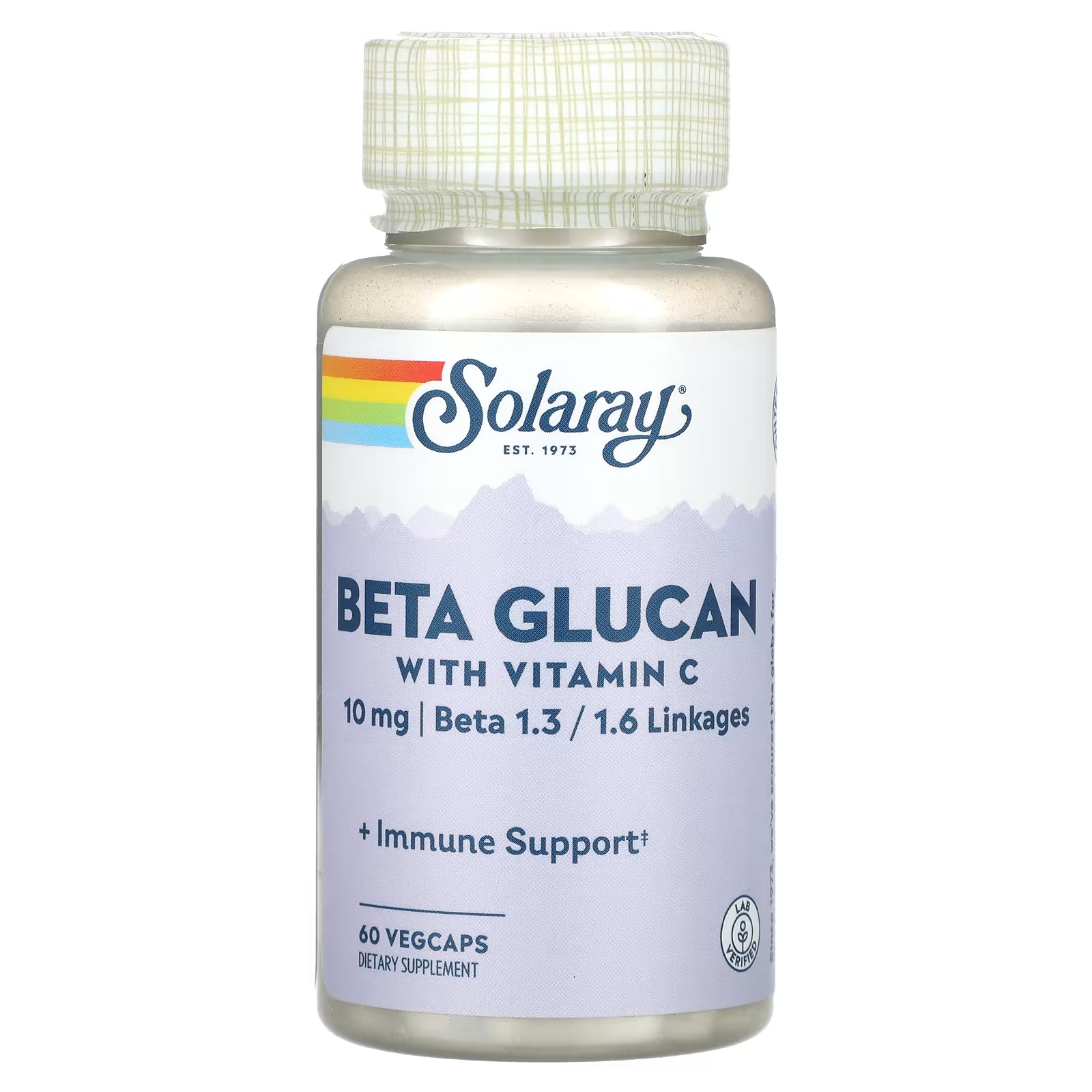 Solaray Бета-глюкан с витамином С, 60 растительных капсул натуральная клюква с витамином с 60 растительных капсул solgar