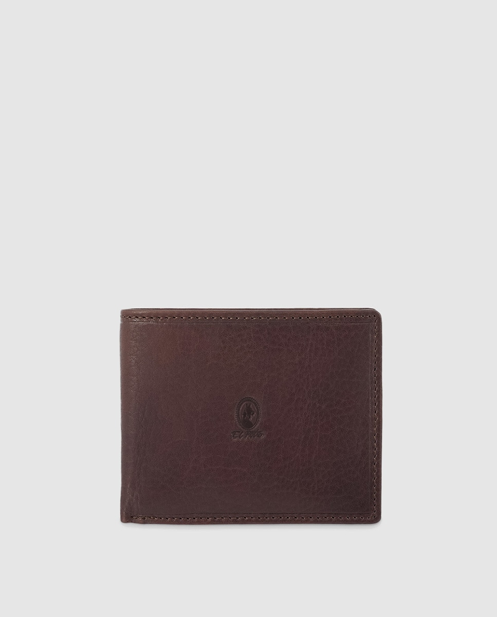 Мужской кошелек El Potro коричневого цвета из воловьей кожи с выгравированным логотипом El Potro, коричневый