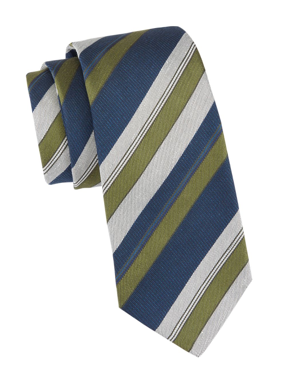 Шелковый галстук в полоску Kiton, зеленый галстук в полоску зеленый