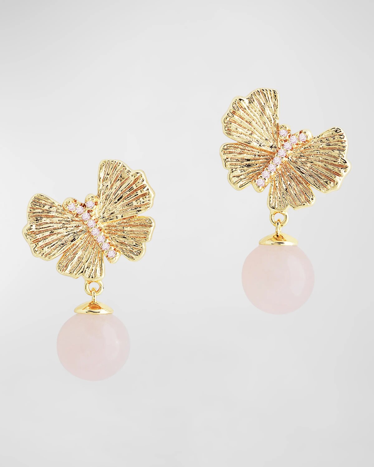 

Серьги-капли «Бабочка» с розовым кварцем Anabel Aram Jewelry, цвет Gold