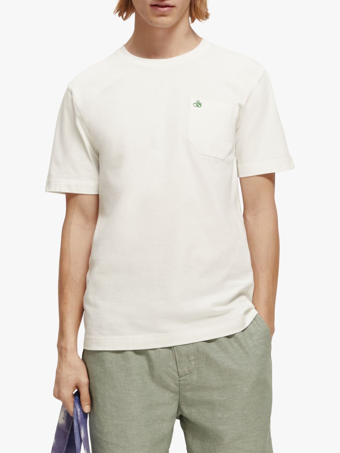 

Футболка с карманами и круглым вырезом Scotch & Soda, джинсовый белый