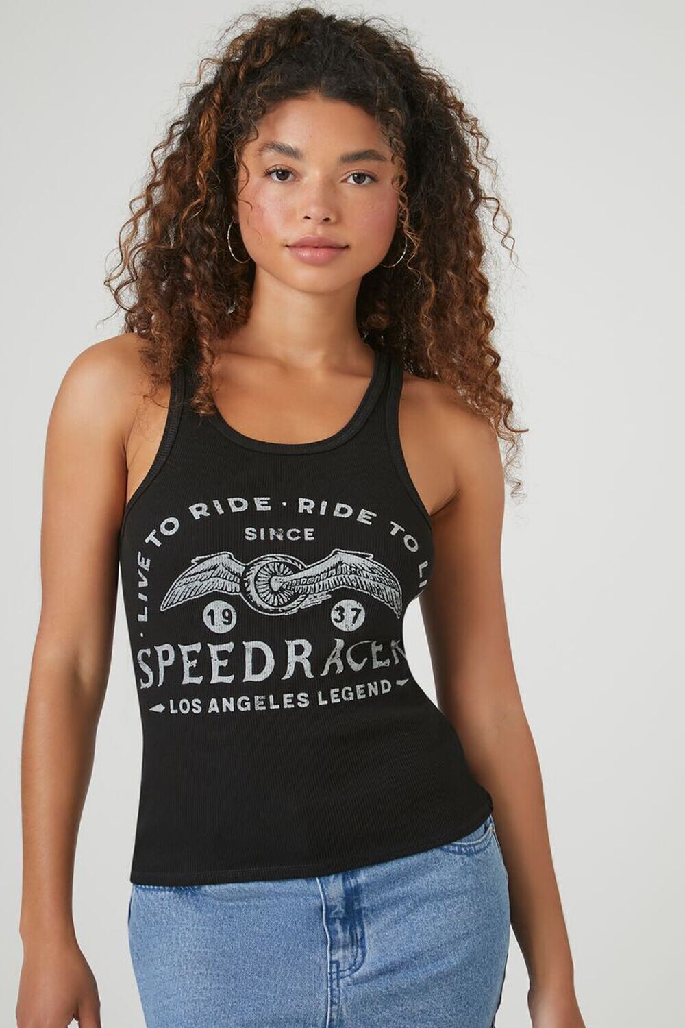 

Вязаная майка Speed Racer в рубчик Forever 21, черный