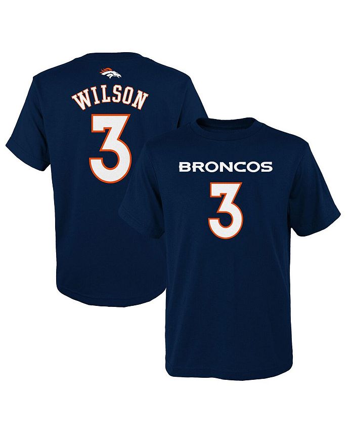 Футболка Big Boys Russell Wilson Navy Denver Broncos Mainliner с именем и номером игрока Outerstuff, синий