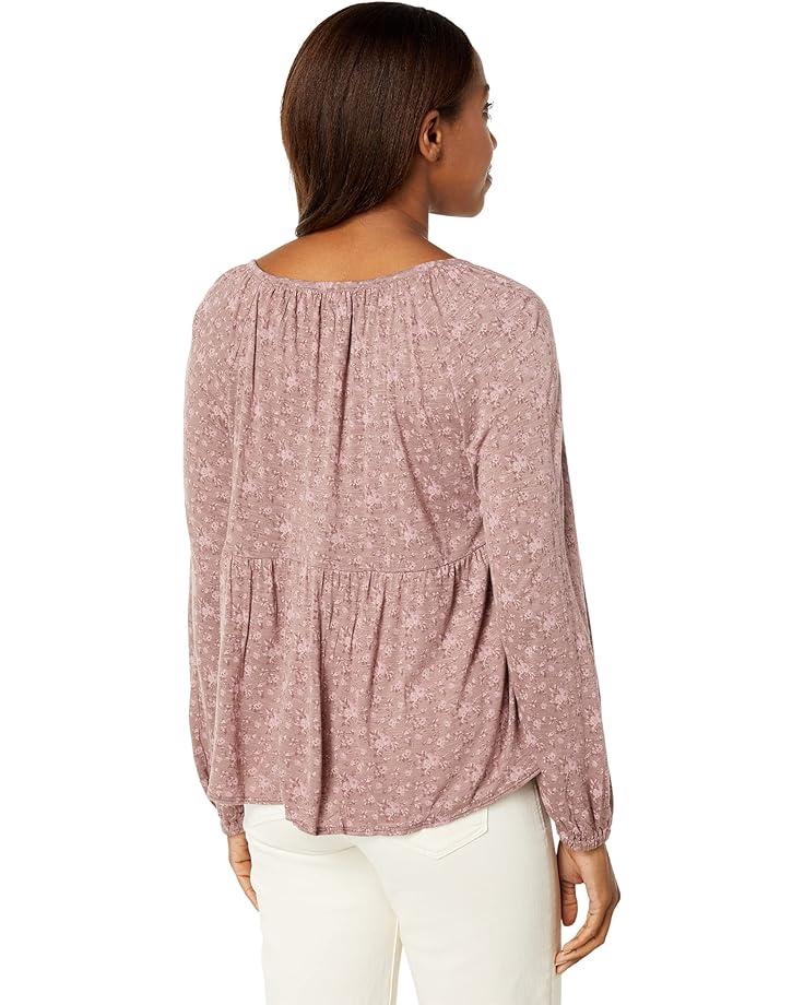 

Топ Lucky Brand Long Sleeve Smocked Top, цвет Mauve Multi