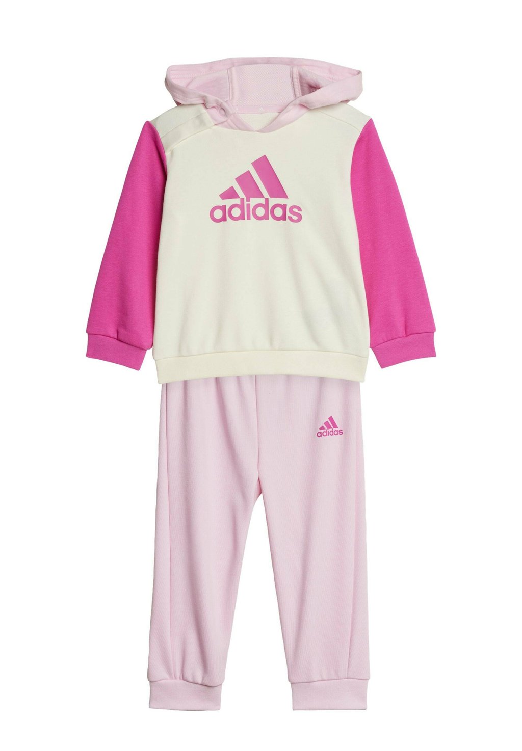 цена Спортивный костюм ESSENTIALS COLORBLOCK SET adidas Sportswear, цвет ivory semi lucid fuchsia clear pink