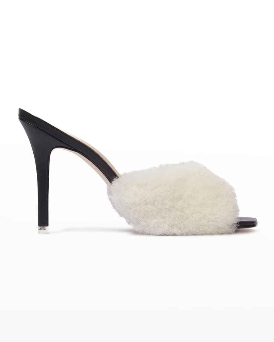 

Сандалии Macca Shearling Stiletto Slides Black Suede Studio