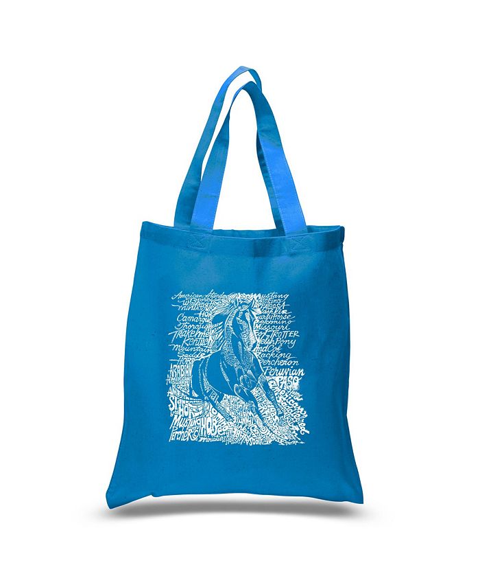 Популярные породы лошадей — маленькая большая сумка Word Art LA Pop Art, синий