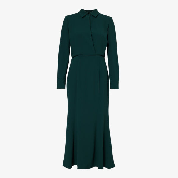 

Атласное платье макси узкого кроя с длинными рукавами Roland Mouret, зеленый