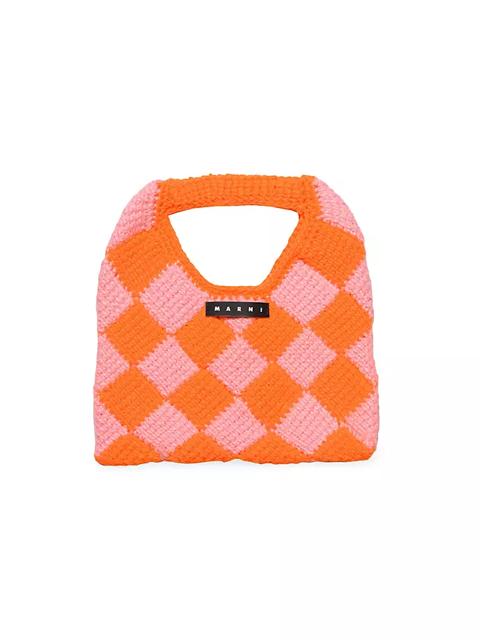 

Вязаная крючком сумка с бриллиантами для девочки Marni, цвет orange pink