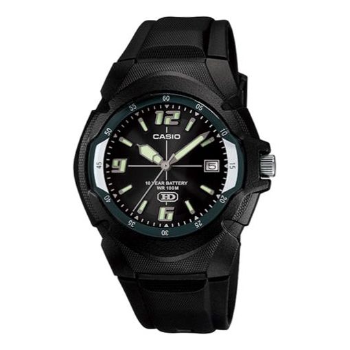 Часы CASIO Quartz Waterproof Sports Mens Black Analog, черный цена и фото