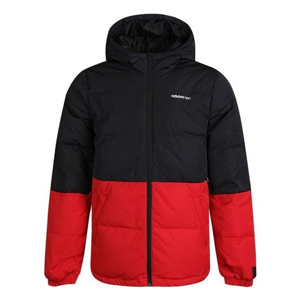 

Пуховик adidas neo hooded Stay Warm Casual Down Jacket Black Red, черный