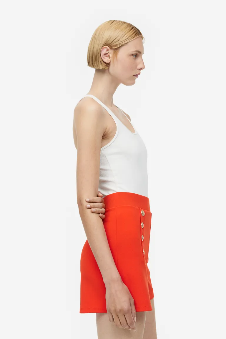 Короткие брюки с пуговицами спереди H&M, красный