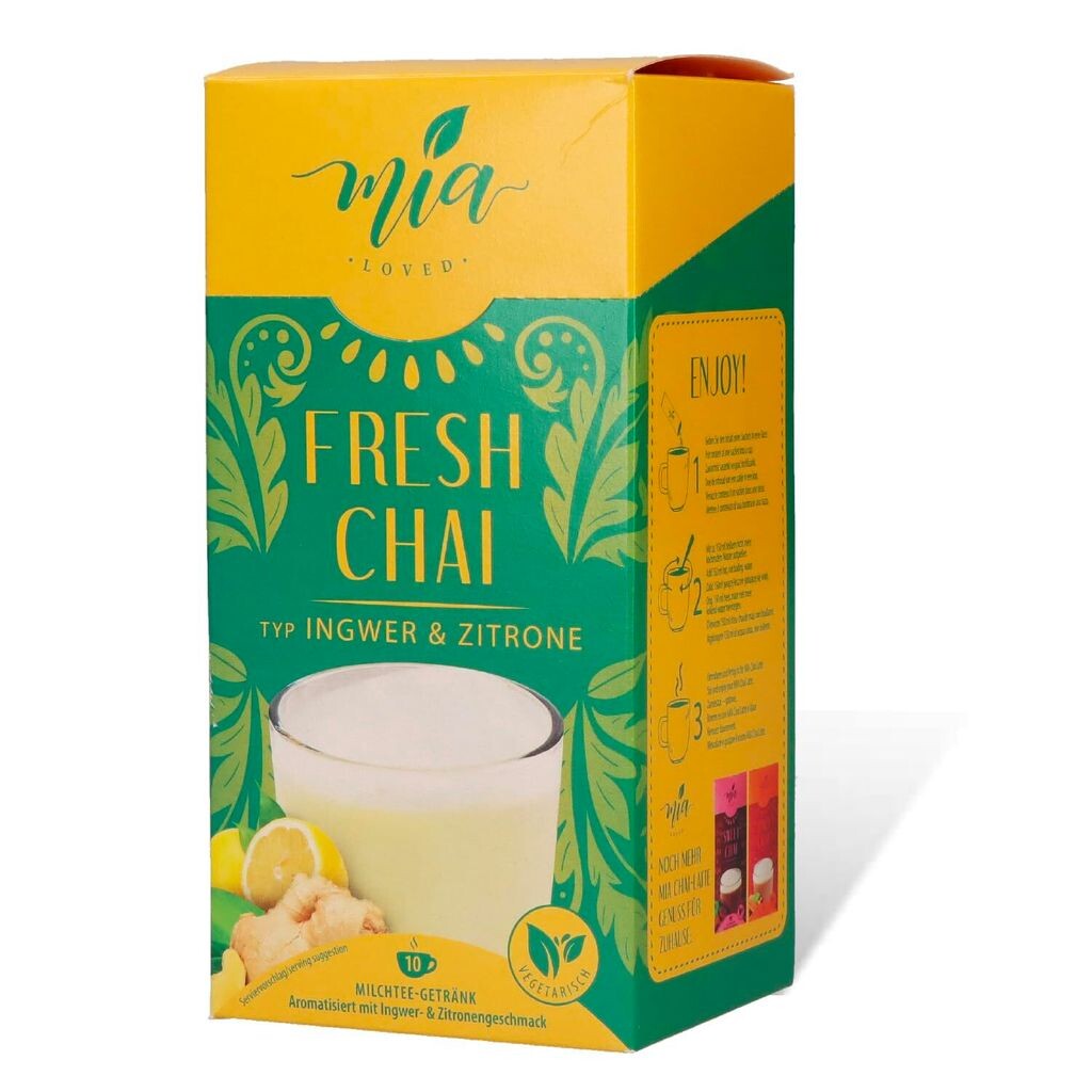 

MIA Fresh Chai, растворимый молочный чайный напиток с имбирем и лимоном (10 палочек по 25 г) Легко готовится, растворимый Tsi Consumer Goods