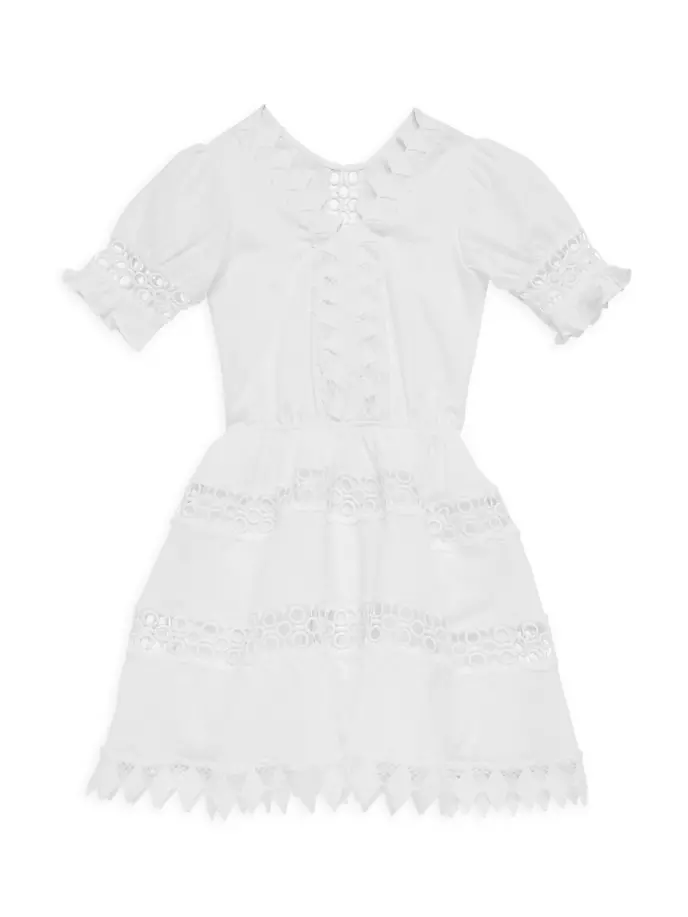 Платье Ora с люверсами для маленьких девочек и девочек Little Peixoto, белый платье с сердечками для маленьких девочек и комплект шапочки little me белый