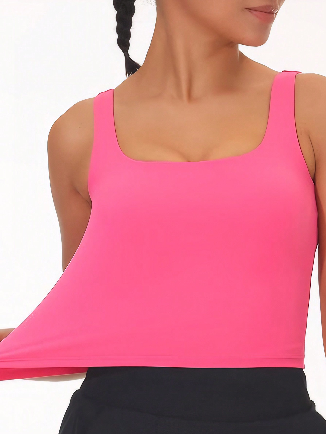 цена GEMCHO женский удлиненный спортивный бюстгальтер с квадратным вырезом для тренировок, розовый