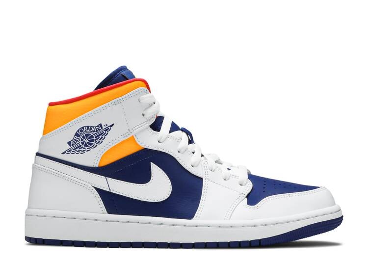 

Кроссовки AIR JORDAN 1 MID 'WHITE DEEP ROYAL BLUE', белый, Белый;серый