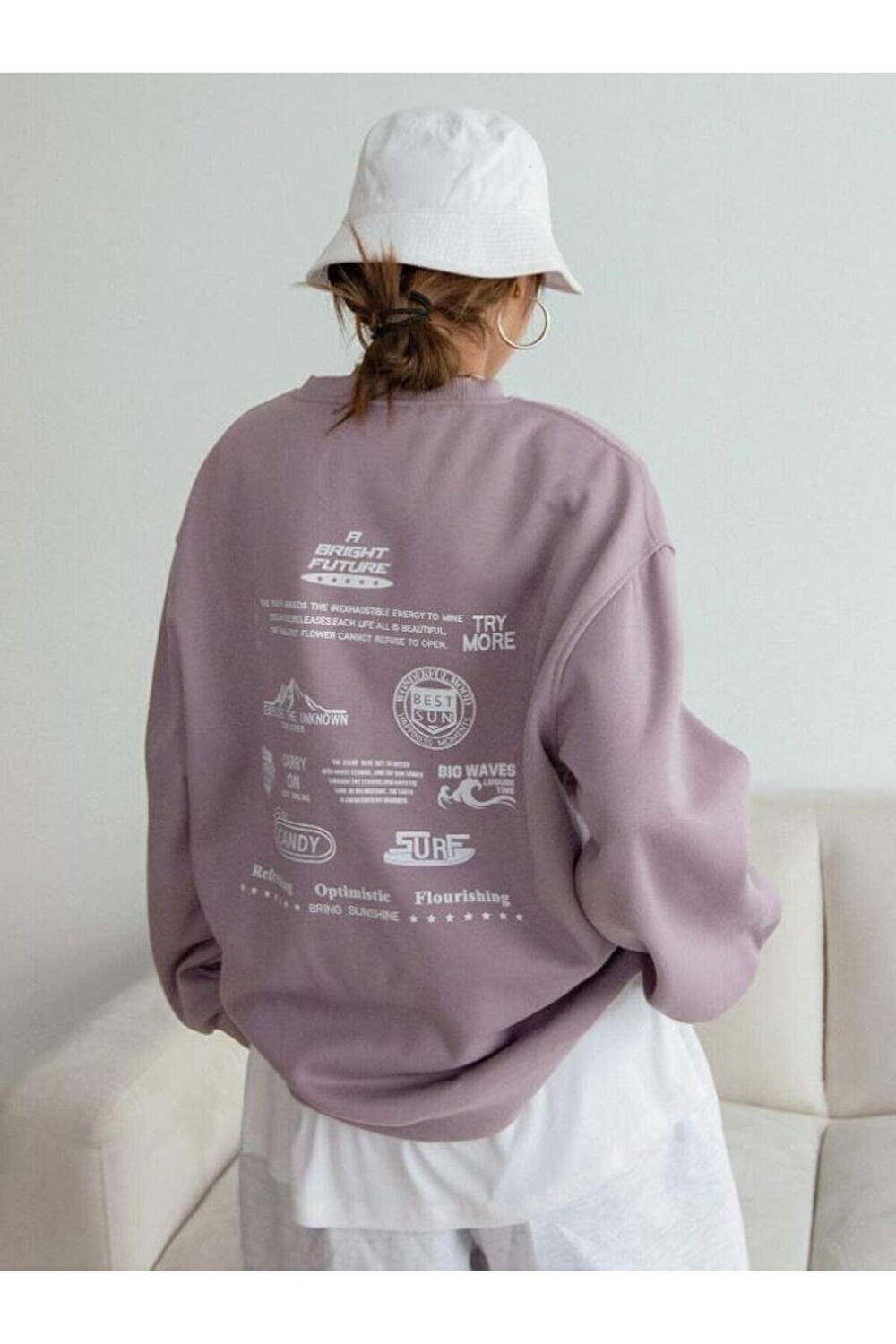 

Женский свитшот с круглым вырезом с принтом PURPLE Bright Future Trendseninle