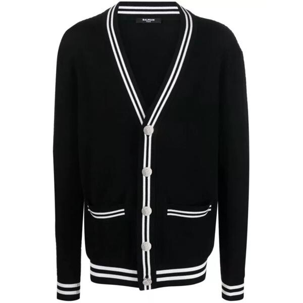 

Кардиган contrasting-trim v-neck cardigan Balmain, черный