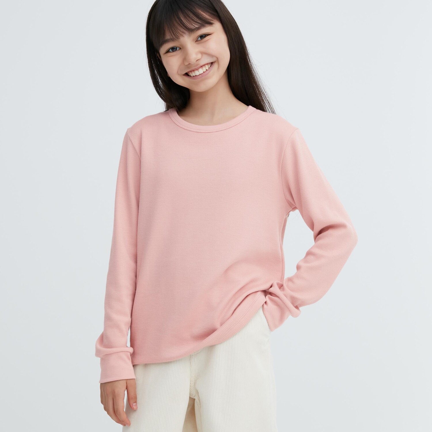 

Хлопковый лонгслив Heattech Uniqlo Kids, розовый
