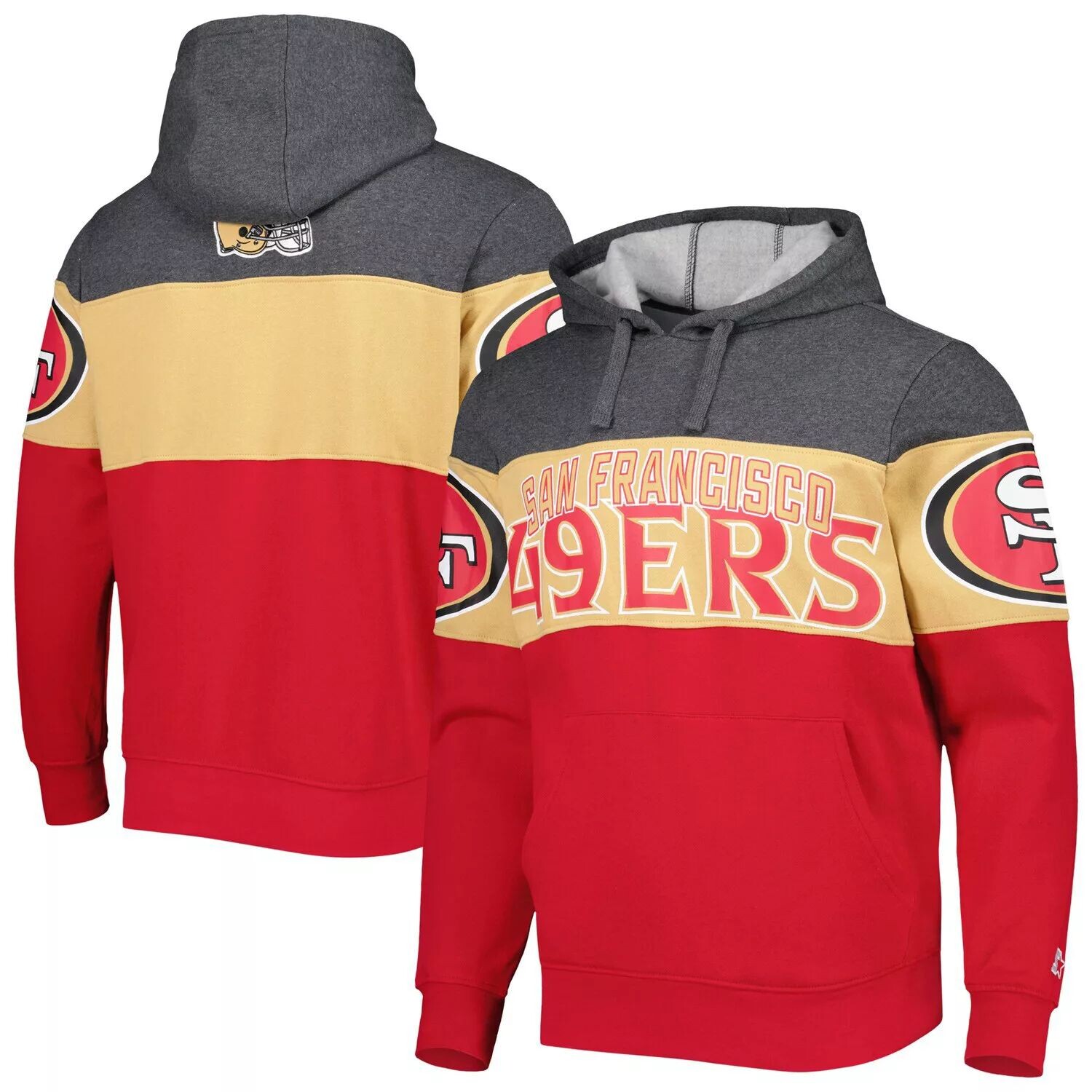 

Мужской пуловер с капюшоном Heather Charcoal/Scarlet San Francisco 49ers Extreme Starter