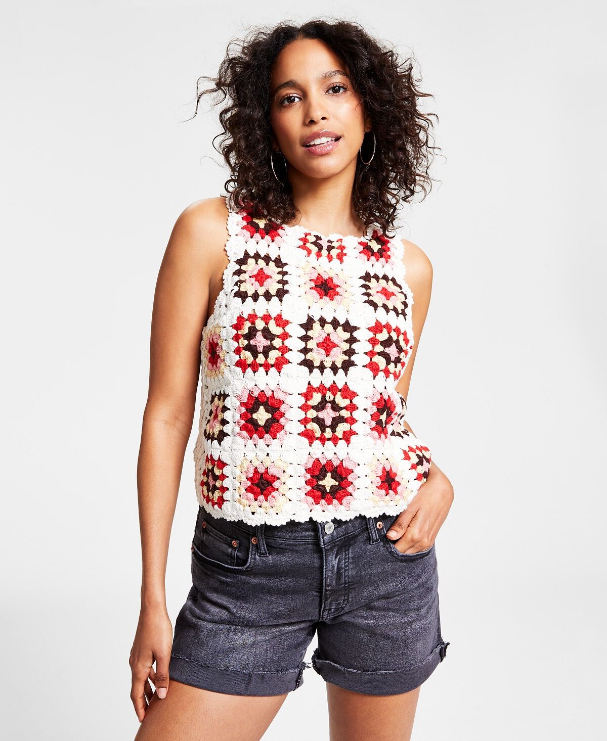 

Женский хлопковый жилет крючком Granny Square Lucky Brand