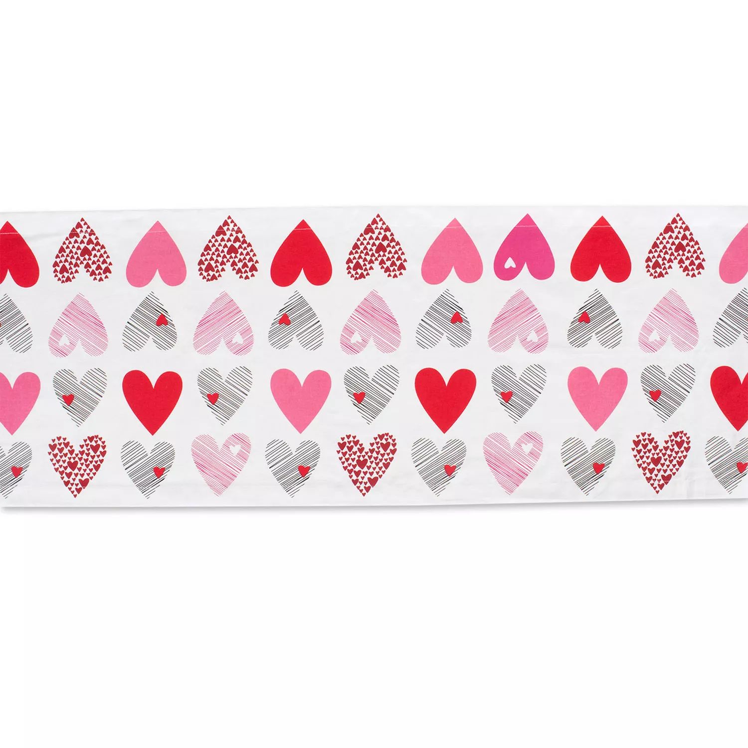 72-дюймовая прямоугольная дорожка для стола с бесшовным рисунком в виде сердечек белого и розового цвета фотографии