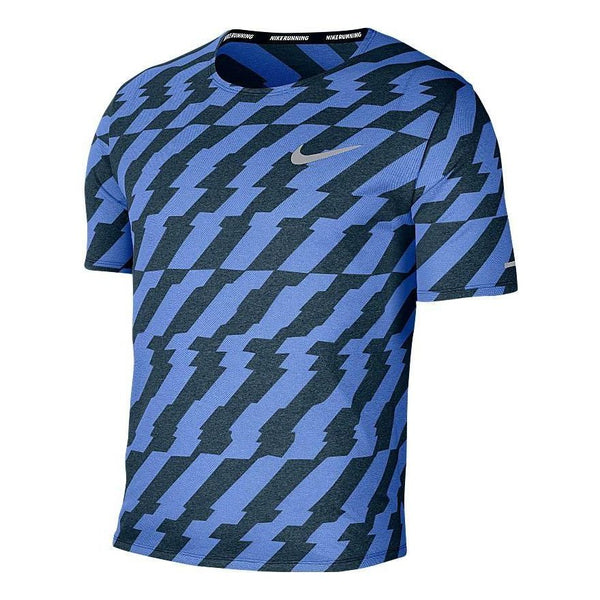 Футболка Men's Nike Logo Full Print Training Sports Short Sleeve Blue T-Shirt, мультиколор