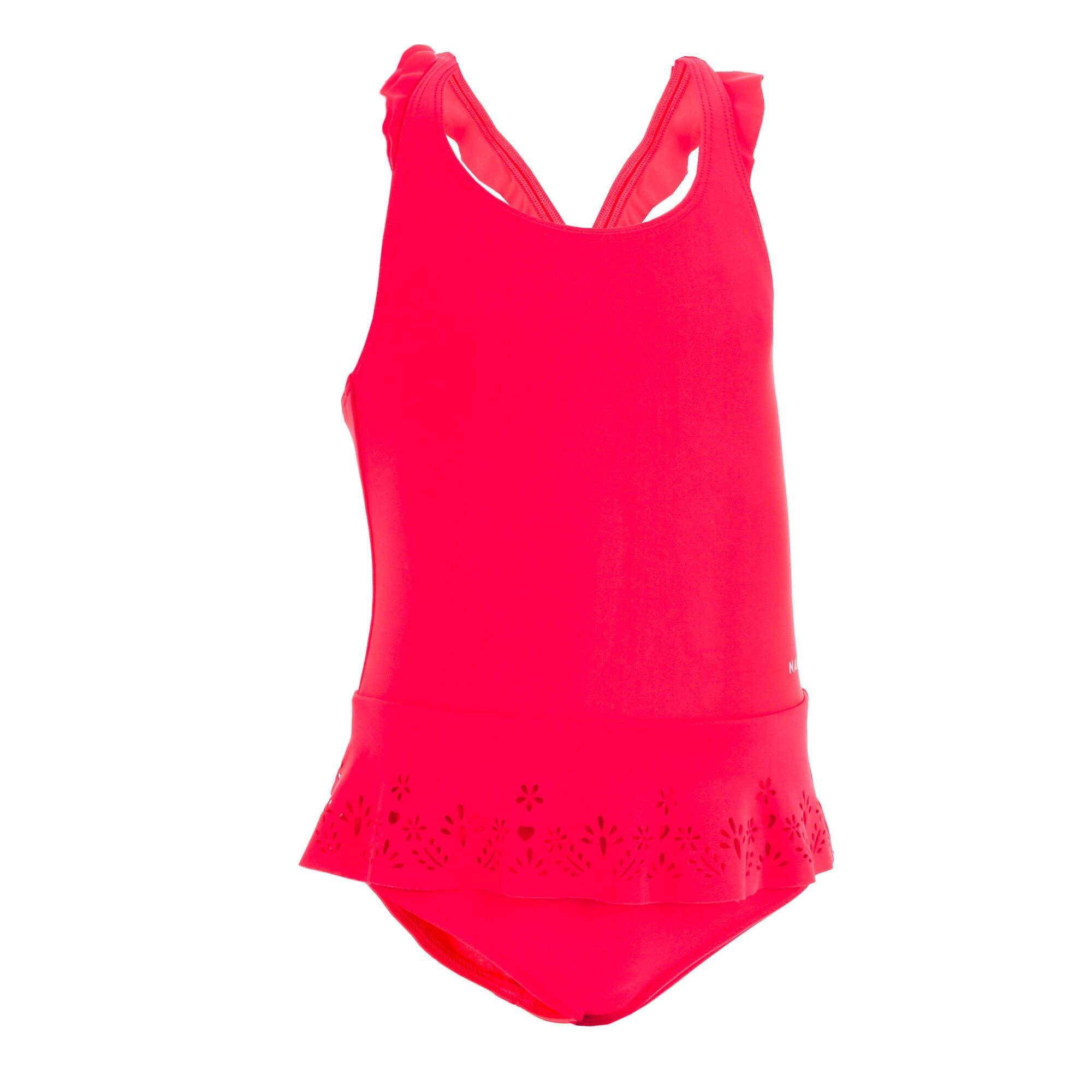 Цельный купальник с мини-юбкой Decathlon Nabaiji, розовый decathlon heva юбка 100 цельный купальник с юбкой в полоску nabaiji темно синий