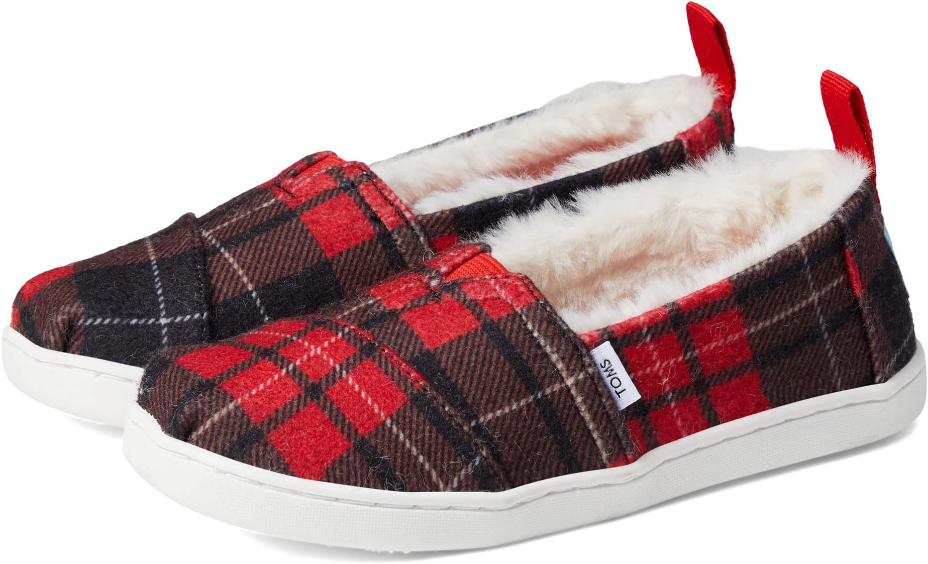 

Лоферы Tartan Printed Felt/Faux Fur Alpargata TOMS, красный