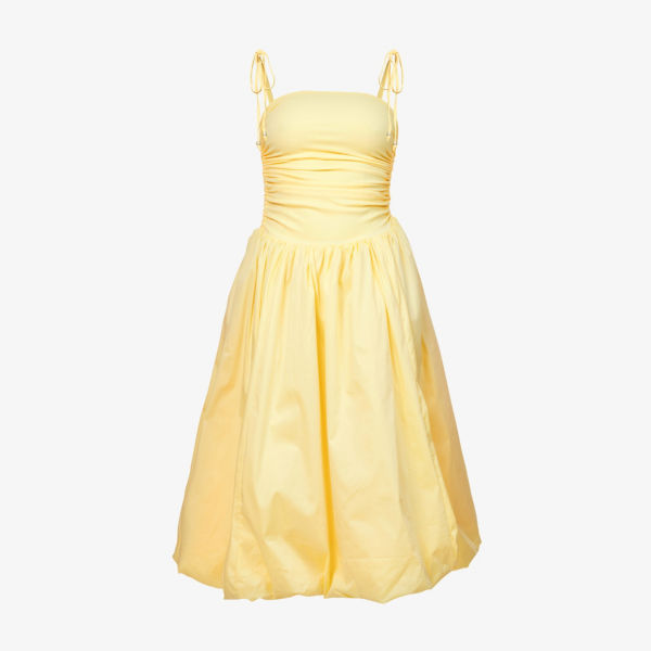 Платье миди из эластичного хлопка со сборками puffball Amy Lynn, желтый