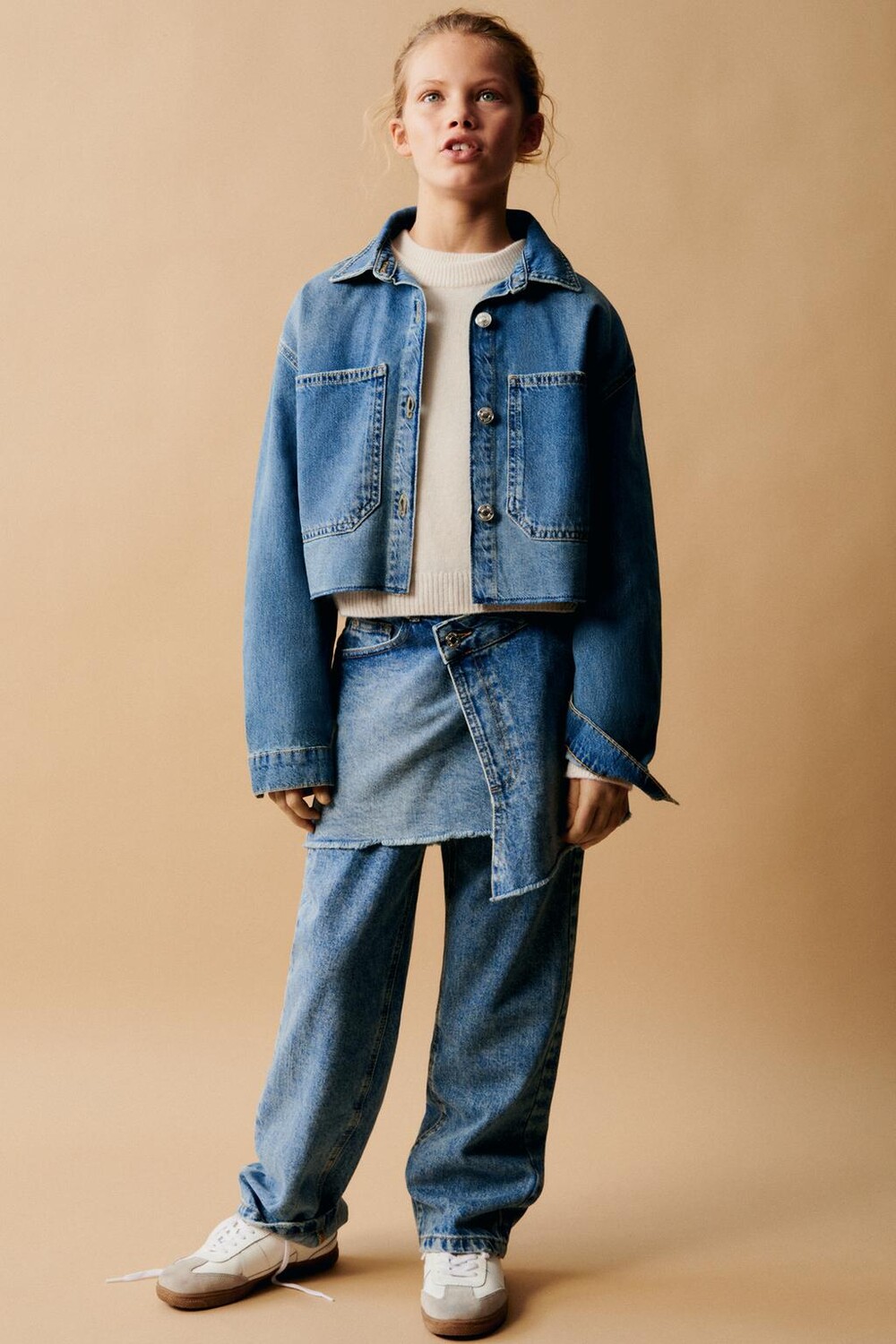 

Короткая джинсовая куртка ZARA, синий