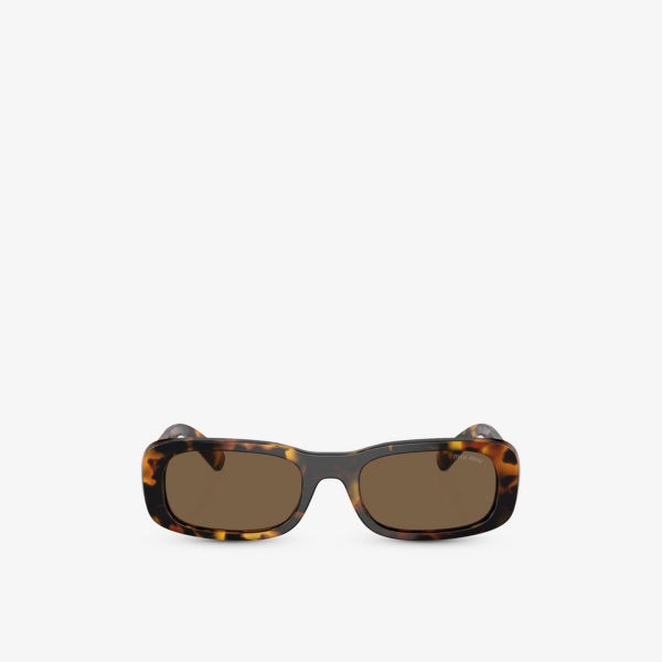 Солнцезащитные очки mu 08zs в прямоугольной оправе из ацетата ацетата Miu Miu, коричневый