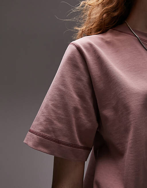 

Ярко-розовая футболка с контрастной строчкой Topshop Premium