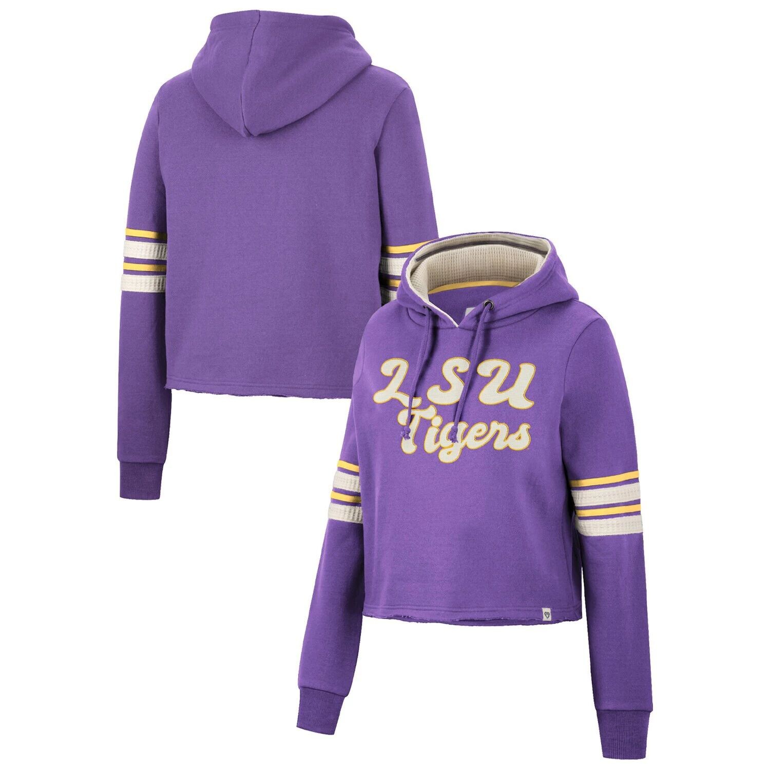

Женский укороченный пуловер с капюшоном в стиле ретро LSU Tigers Colosseum Purple LSU Tigers Colosseum