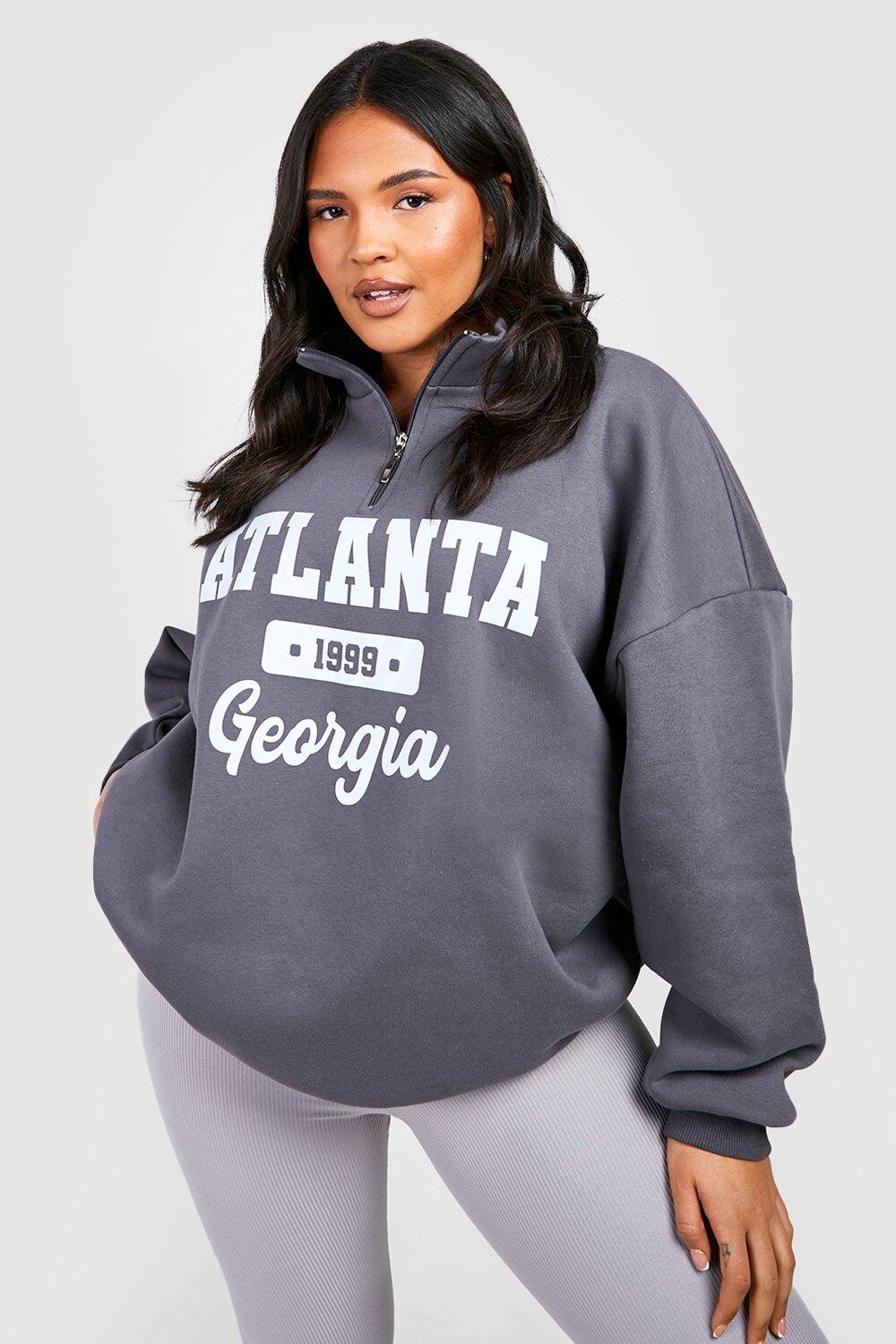 

Свитшот plus atlanta varsity на половине молнии Boohoo, стальной