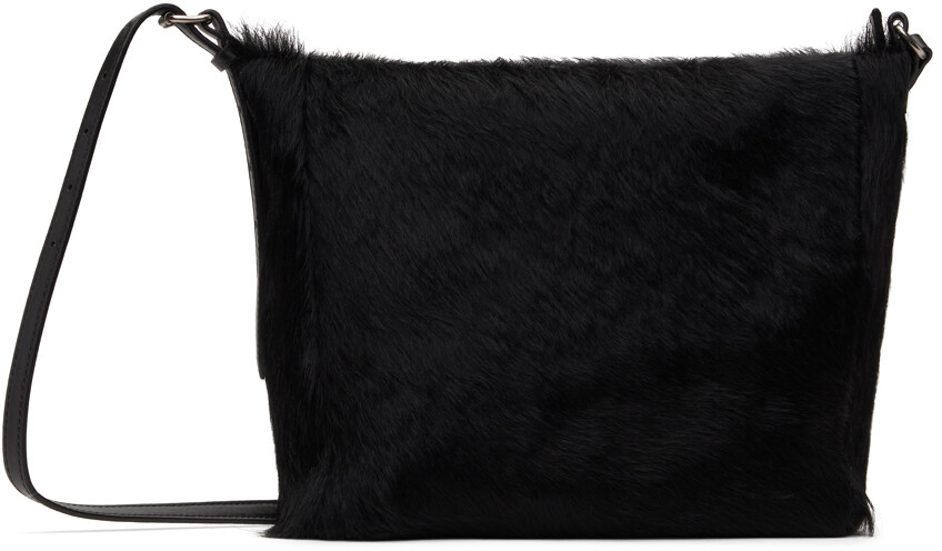 

Черная сумка через плечо с ворсом пони Dries Van Noten