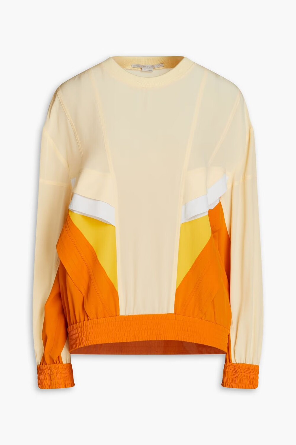 

Топ из шелкового крепдешина в стиле колор-блок Stella Mccartney, пастельно-желтый