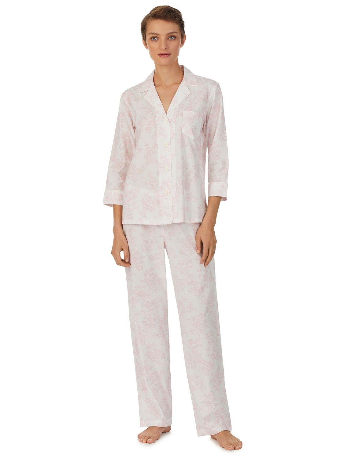 

Lauren Ralph Lauren Пижама с рукавом 3/4 и принтом розы, бледно-розовый/белый