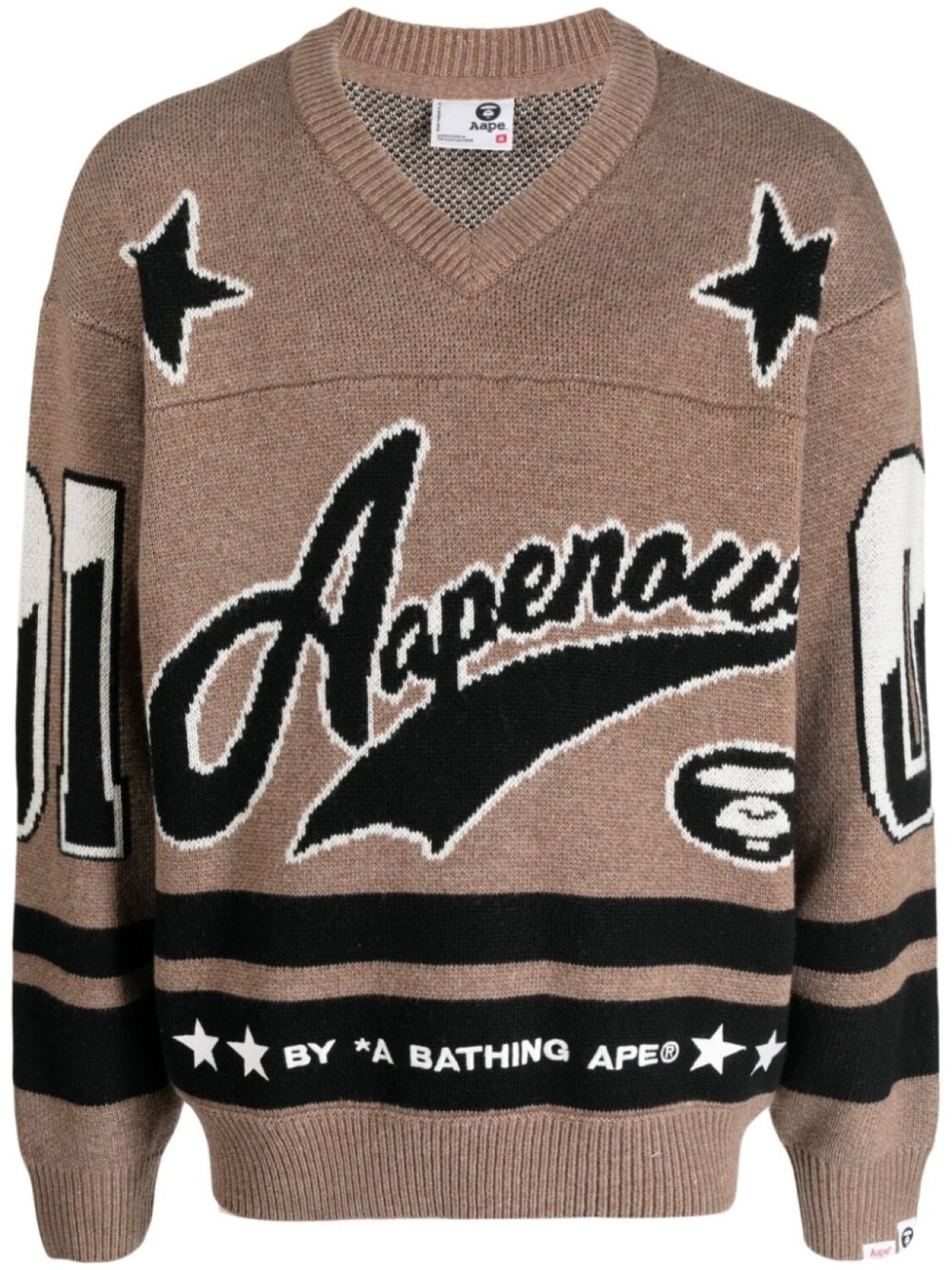 

AAPE BY *A BATHING APE джемпер с V-образным вырезом, коричневый