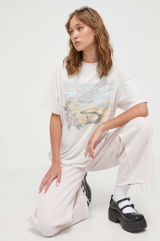 

Хлопковая футболка Abercrombie & Fitch, бежевый