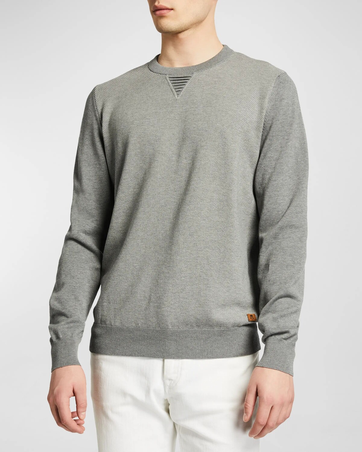 

Мужской однотонный свитшот с круглым вырезом из пике Corneliani, цвет Grey