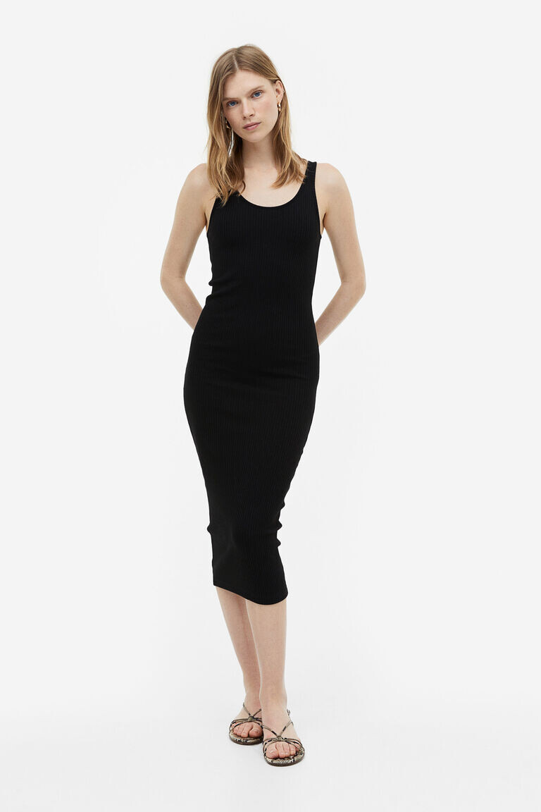 

Облегающее платье в рубчик H&M, черный