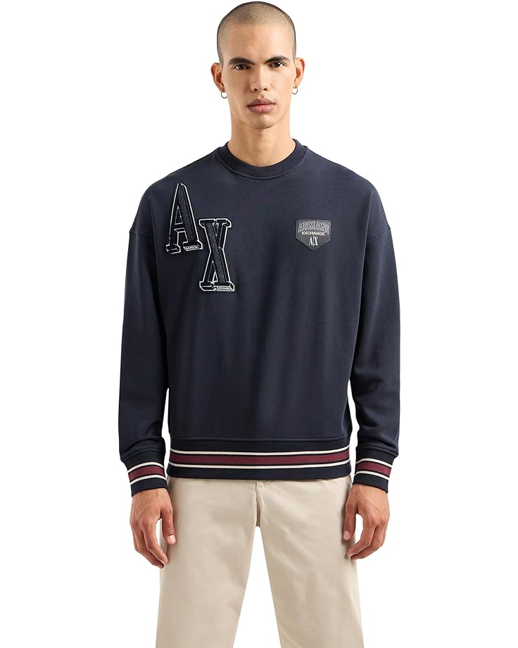 

Толстовка Armani Exchange Collegiate Fleece Pullover, темно-синий