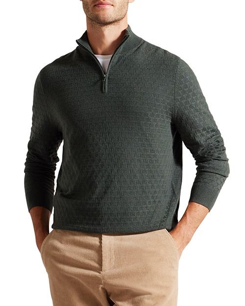 

Пуловер с молнией на четверть с Т-образной строчкой Ted Baker, цвет Green
