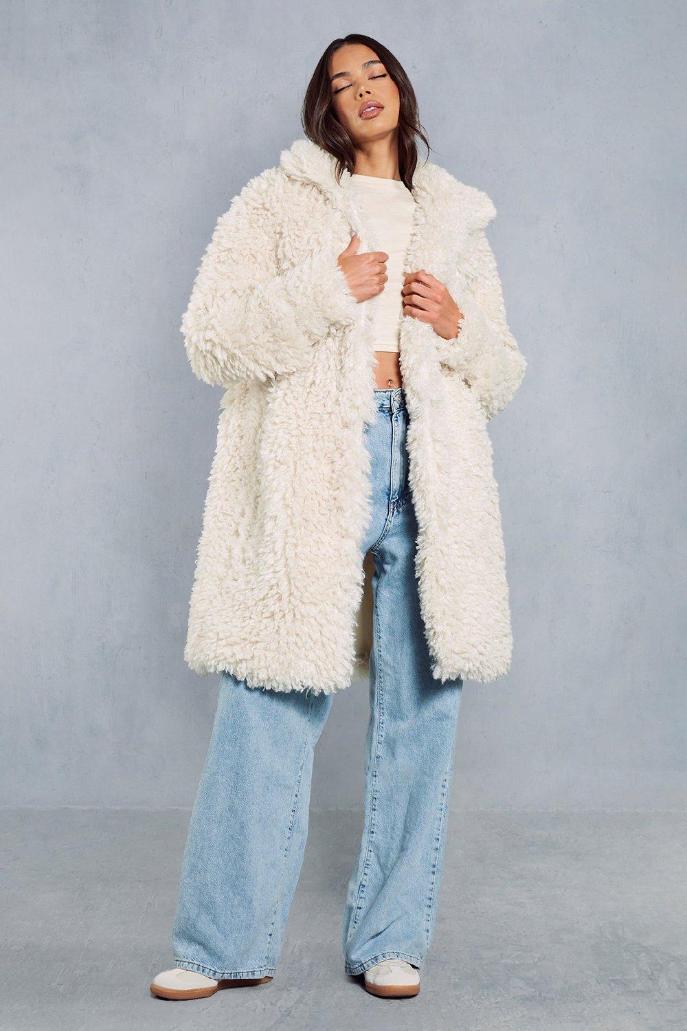 Удлиненное пальто из искусственного меха Shaggy MISSPAP, белый зимнее длинное пушистое пальто с боковыми карманами и длинным рукавом пушистое пальто с лацканами однотонное женское длинное плюшевое па