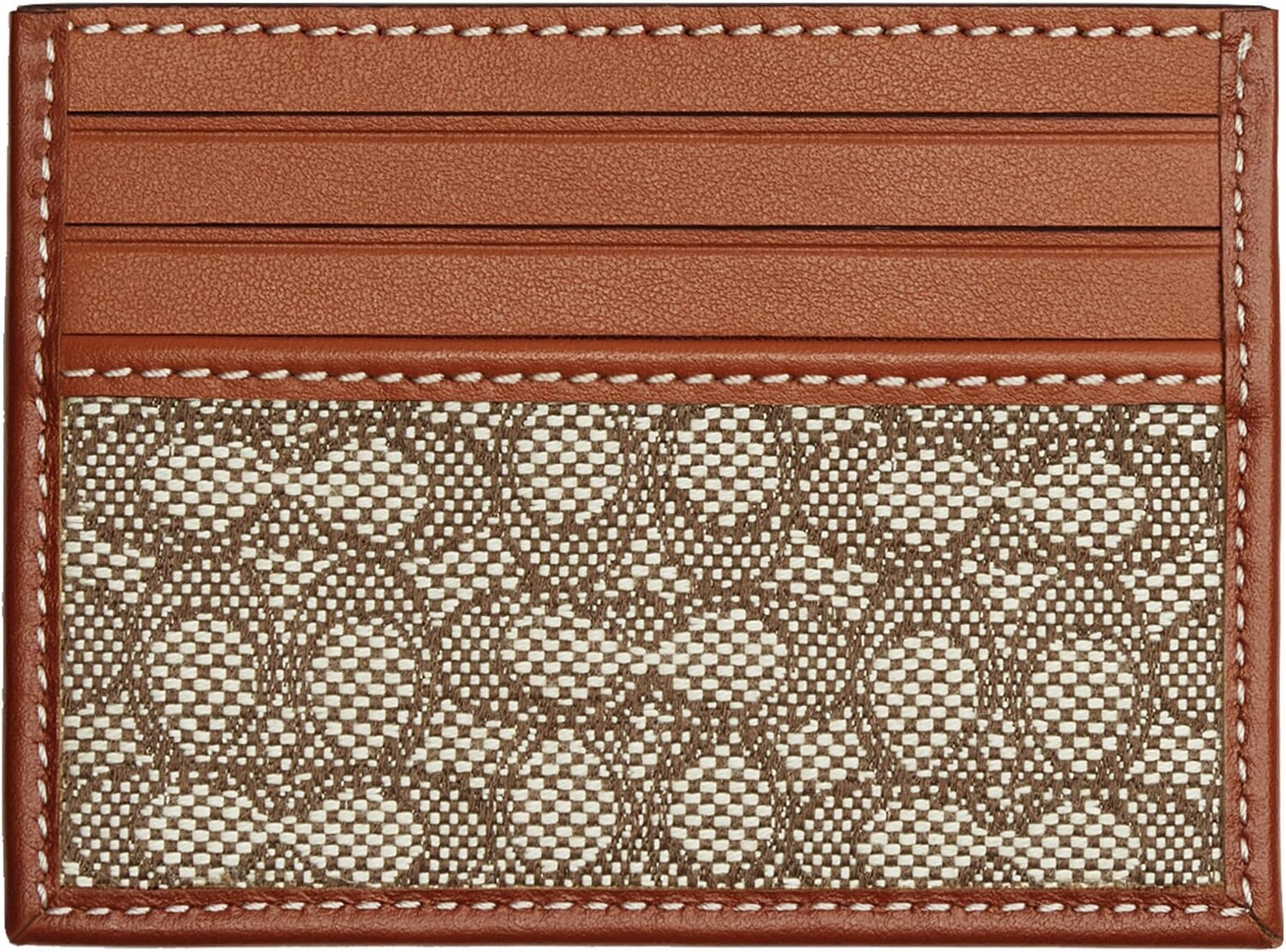 

Изысканный футляр для визиток из жаккарда Micro Signature COACH, цвет Cocoa/Burnished Amber