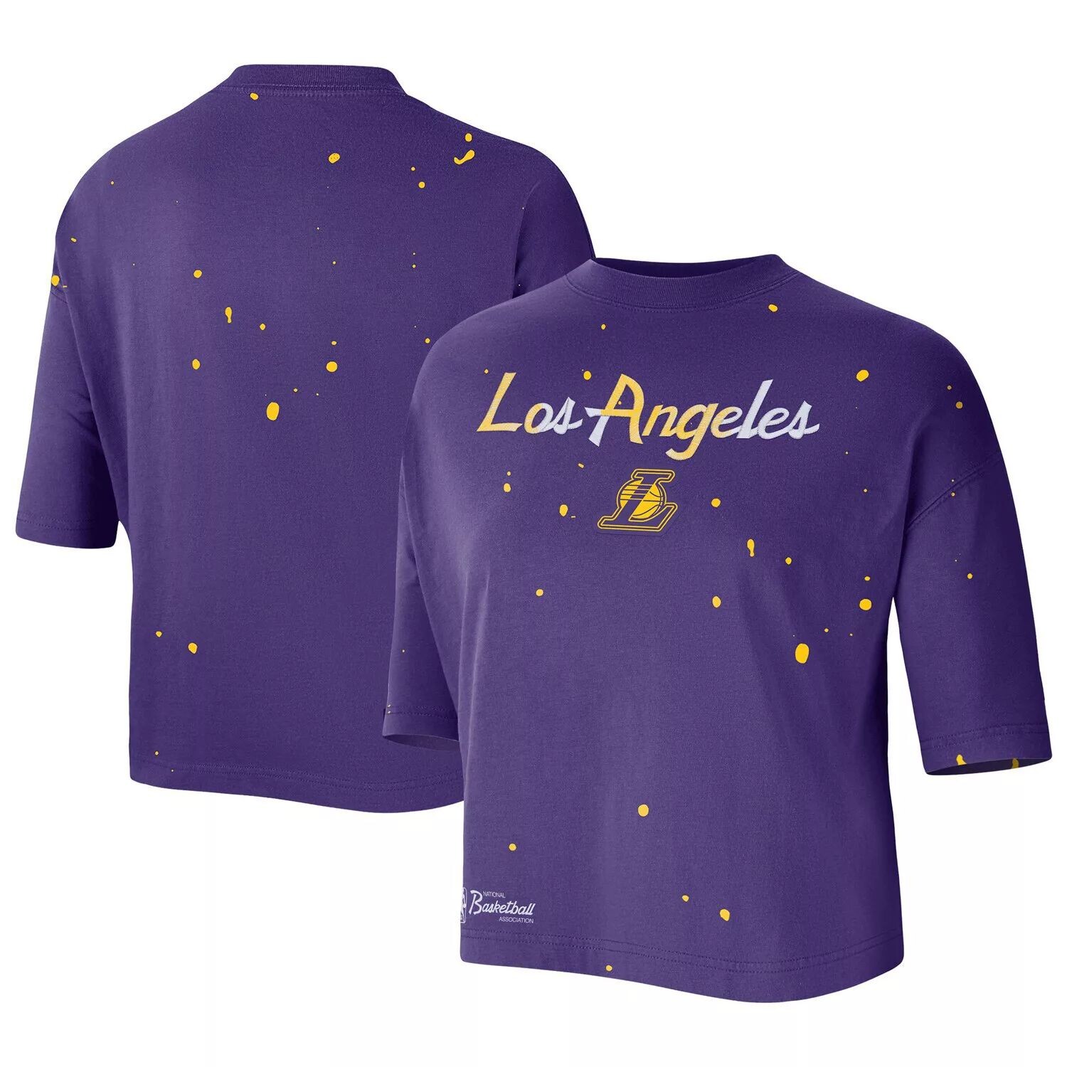 

Женская фиолетовая укороченная футболка с брызгами Nike Los Angeles Lakers Courtside Nike, Фиолетовый