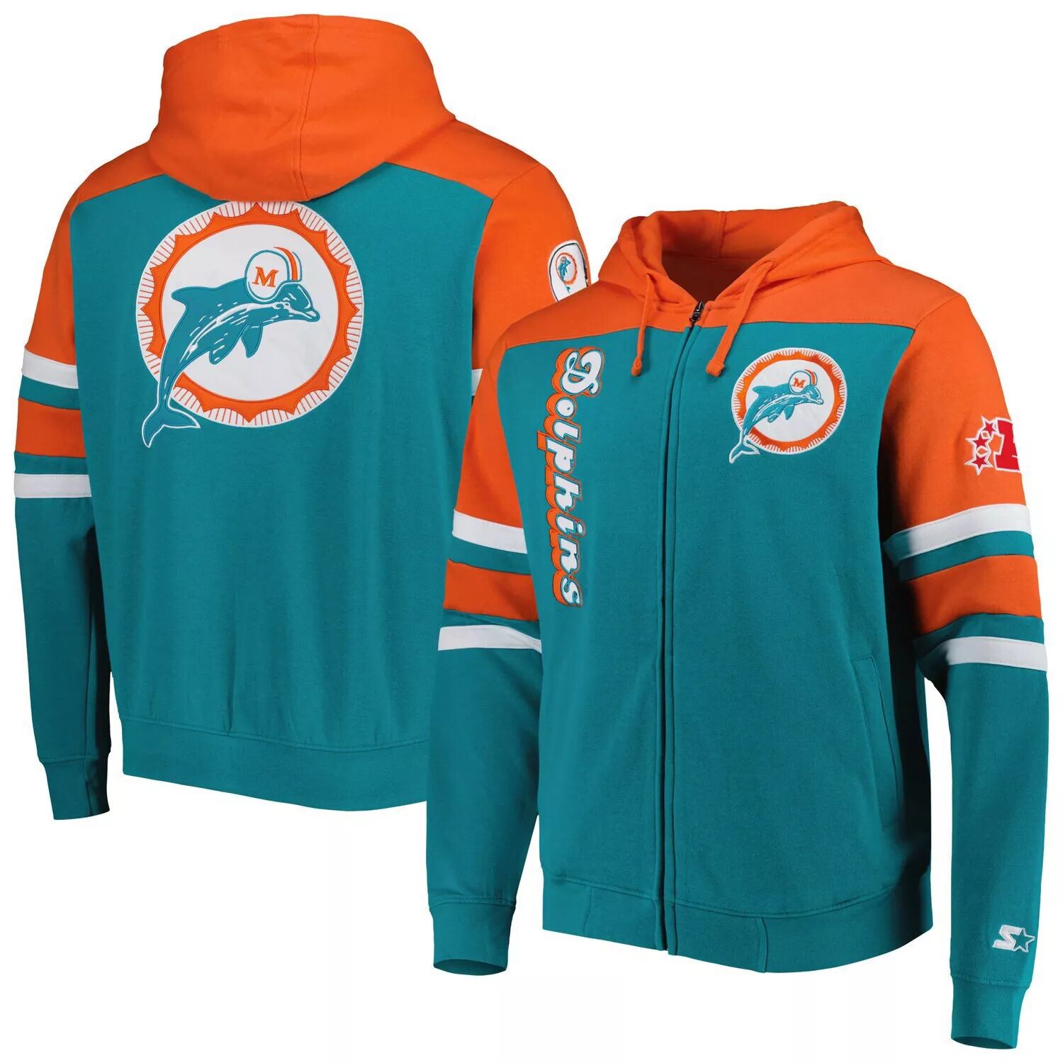

Мужская куртка Aqua Miami Dolphins Extreme Vintage с логотипом и молнией во всю длину Starter