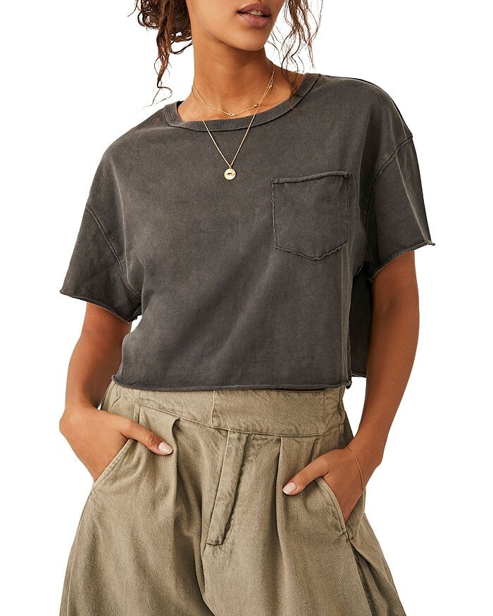 

Хлопковая укороченная футболка Fade Into You Free People, Серый