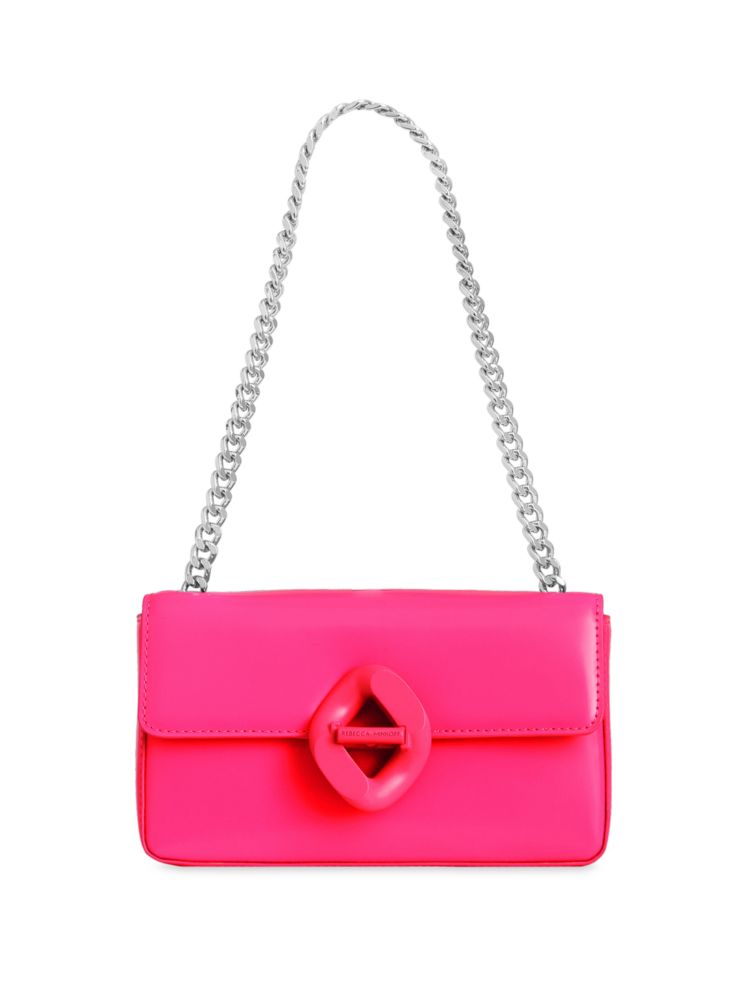 Маленькая кожаная сумка через плечо Rebecca Minkoff, цвет Neon Pink украшенная кожаная сумка через плечо rebecca minkoff цвет valentine